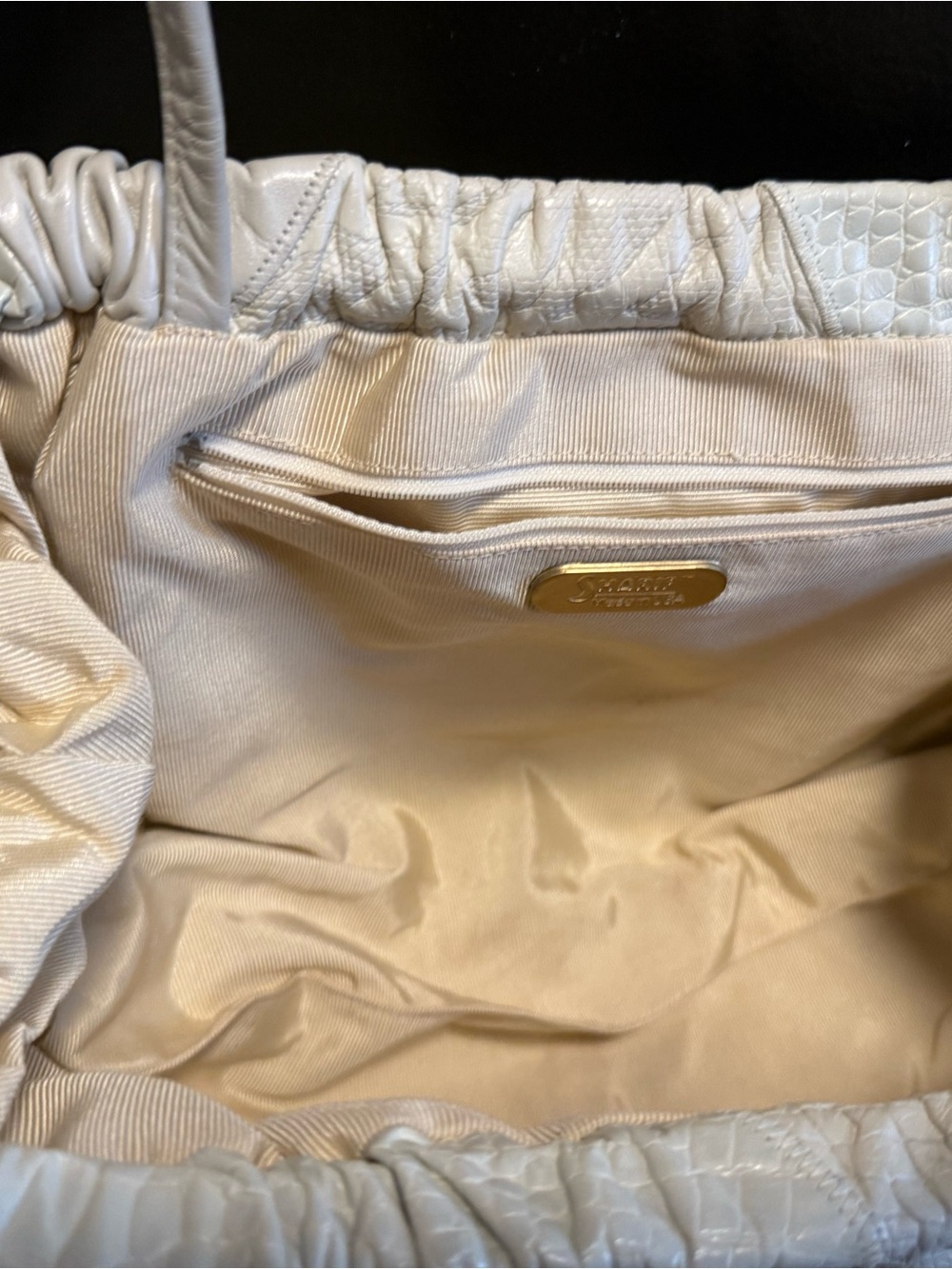 SHARIF Leather Cream Ivory Quilted Patchwork 1980 Shoulder Bag Quiet Luxury VTG - Picture 10 of 15